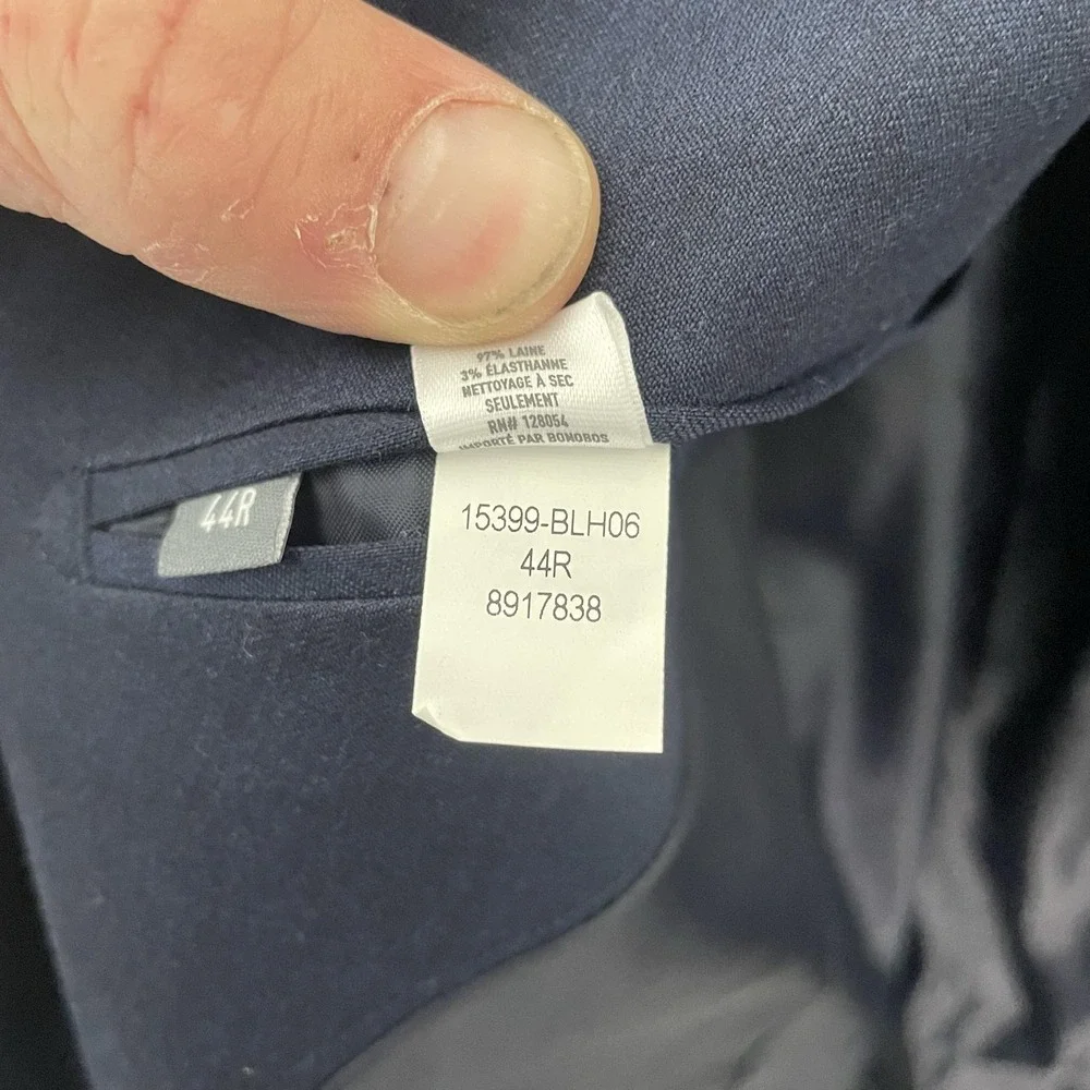 Bonobos‎ Suit Jacket Mens 44R Blue Wool Stretch Standard Fit Two Button Notch